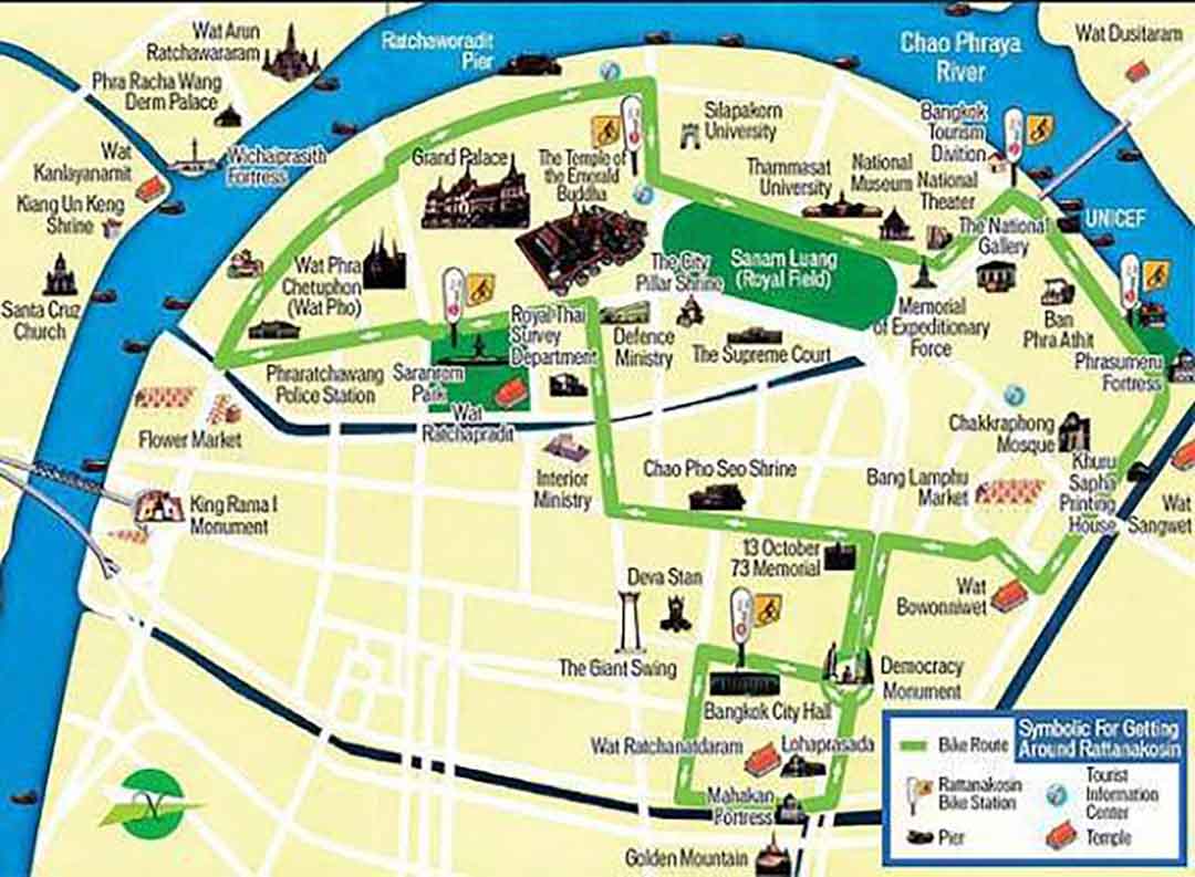 cycling map of rattanakosin