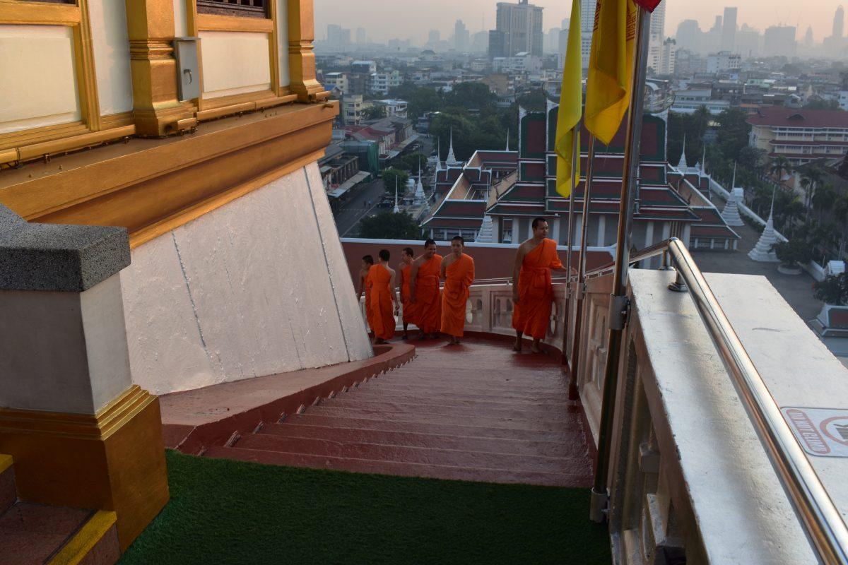 Monks at the Golden Mountain Temple in Bangkok